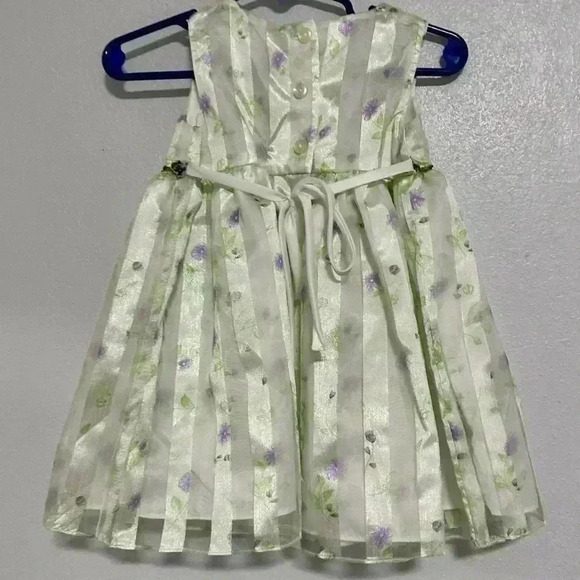 64. George Light Green Floral Flora Dress Flowers Size 12m - Picture 5 of 6